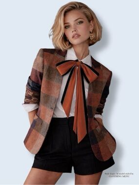 Vintage BFA Plaid Open-Front Multi-Color Blazer Women’s Size 16P